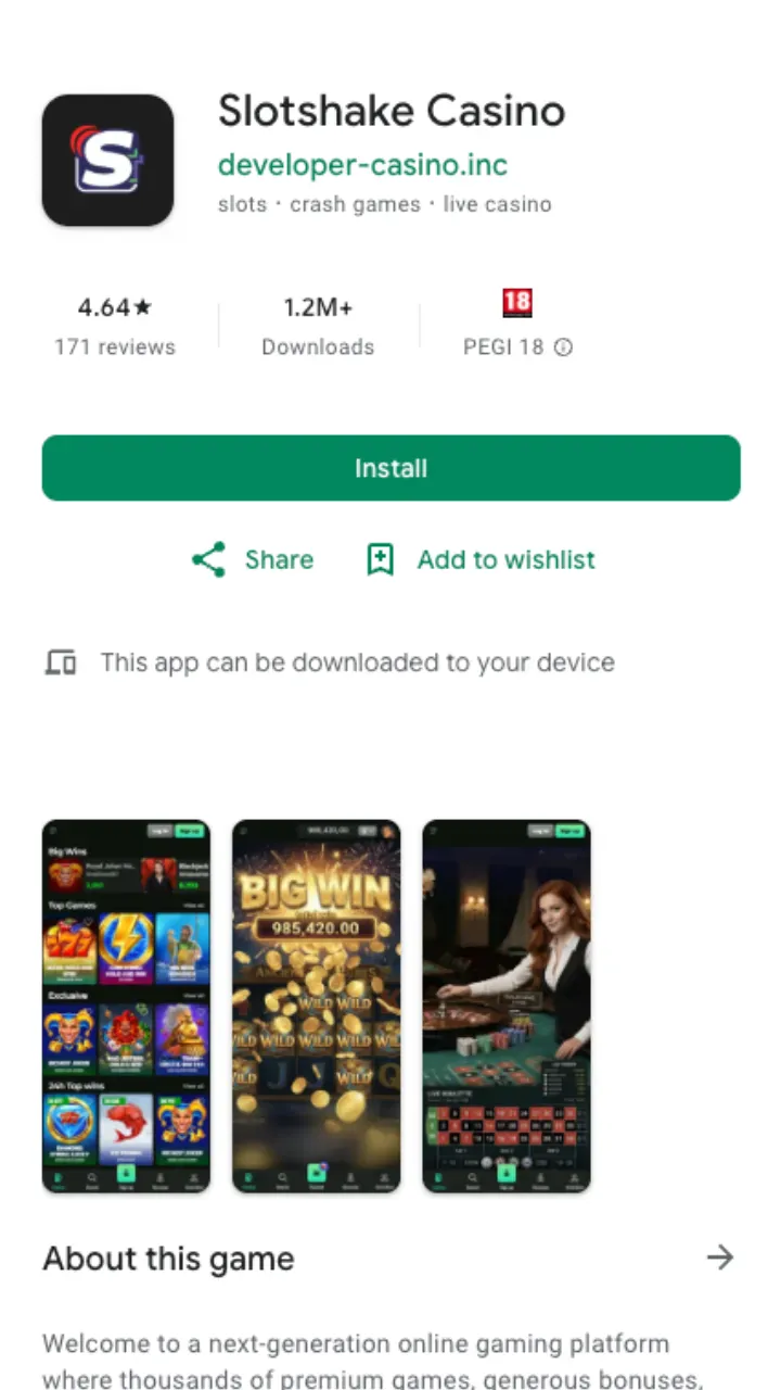Slotshake Casino app